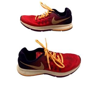 Nike Zoom Pegasus 33 Youth Girls 5Y Sneaker Red Purple Running Athletic Shoes